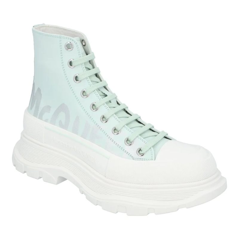 Alexander McQueen Bottes Tread Slick Boots 'Light Green Graffiti' Green