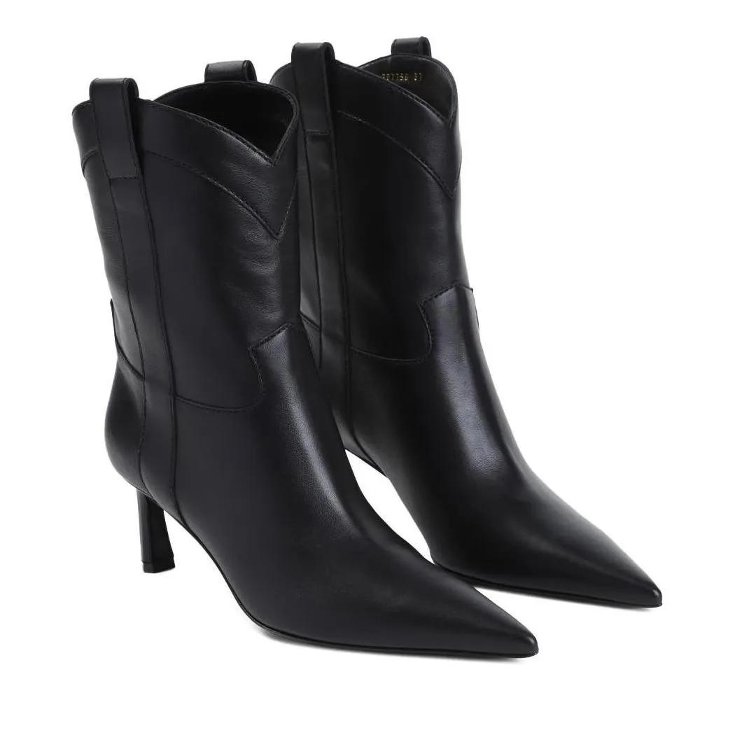 sergio rossi Stiefel - 60 Black Nappa Leather Boots - Gr. 37,5 (EU) - in Schwarz - für Damen