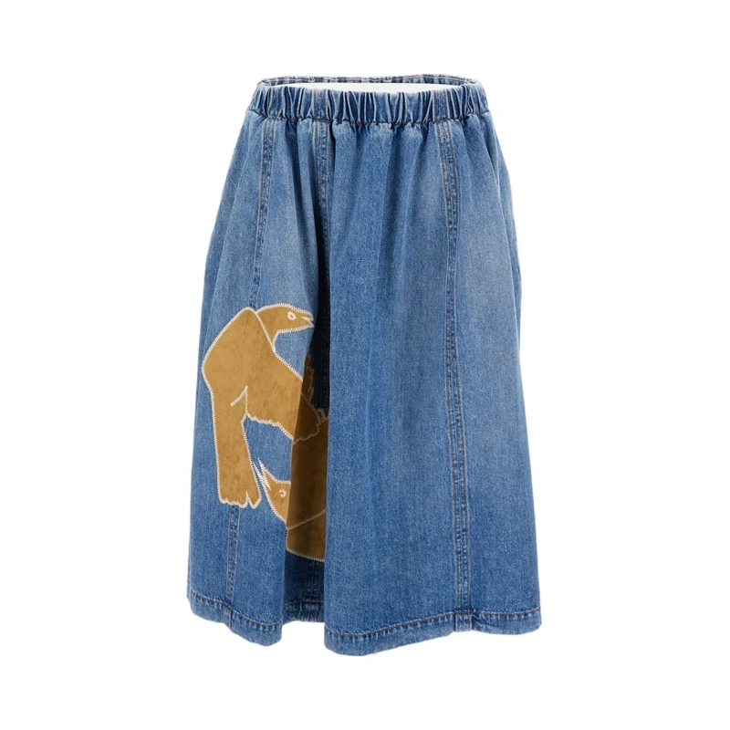 Marni Jeansrock Pleated Denim Midi Skirt Blue