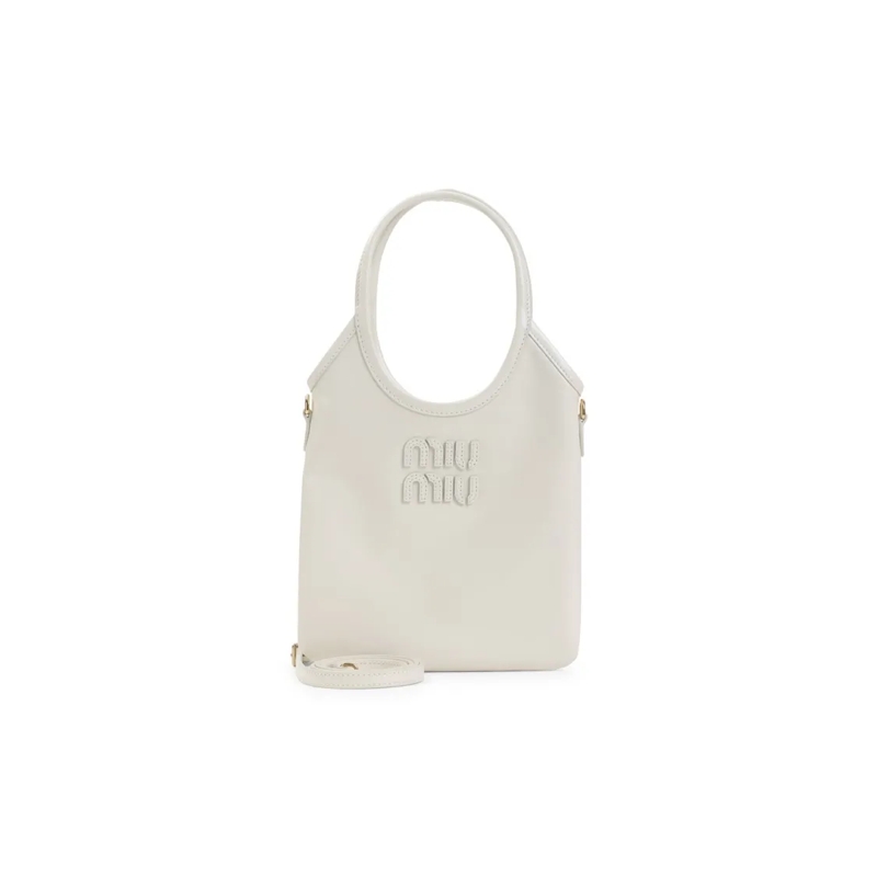 Miu Miu Schultertasche Compact White Calf Leather Shoulder Bag White