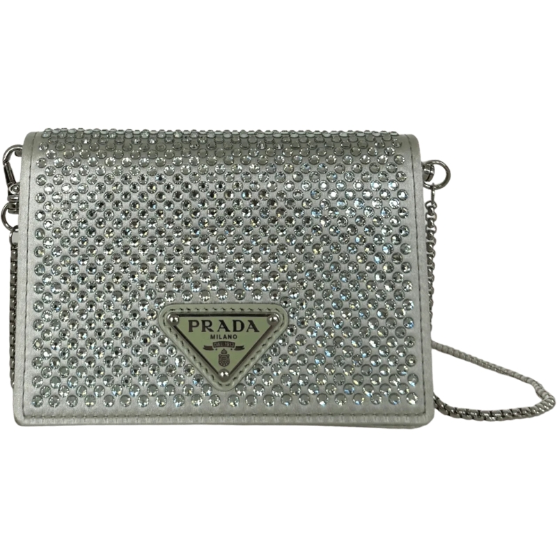 Prada Ceinture Prada Kartenetui mit Schulterriemen und Kristallen grün