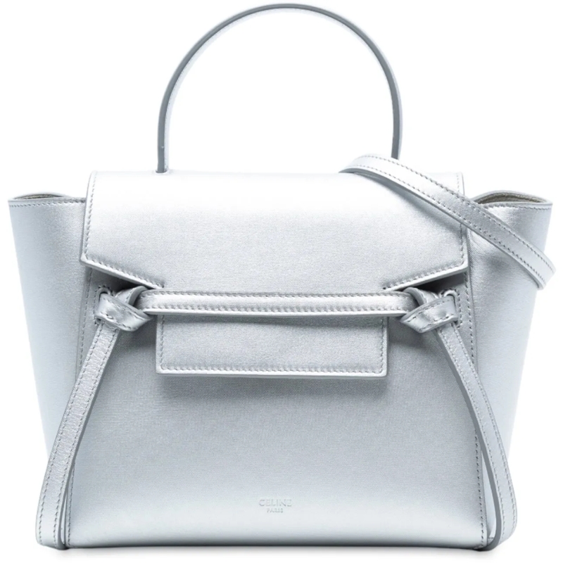 Celine Schultertasche Nano Laminated Calfskin Belt Bag silber