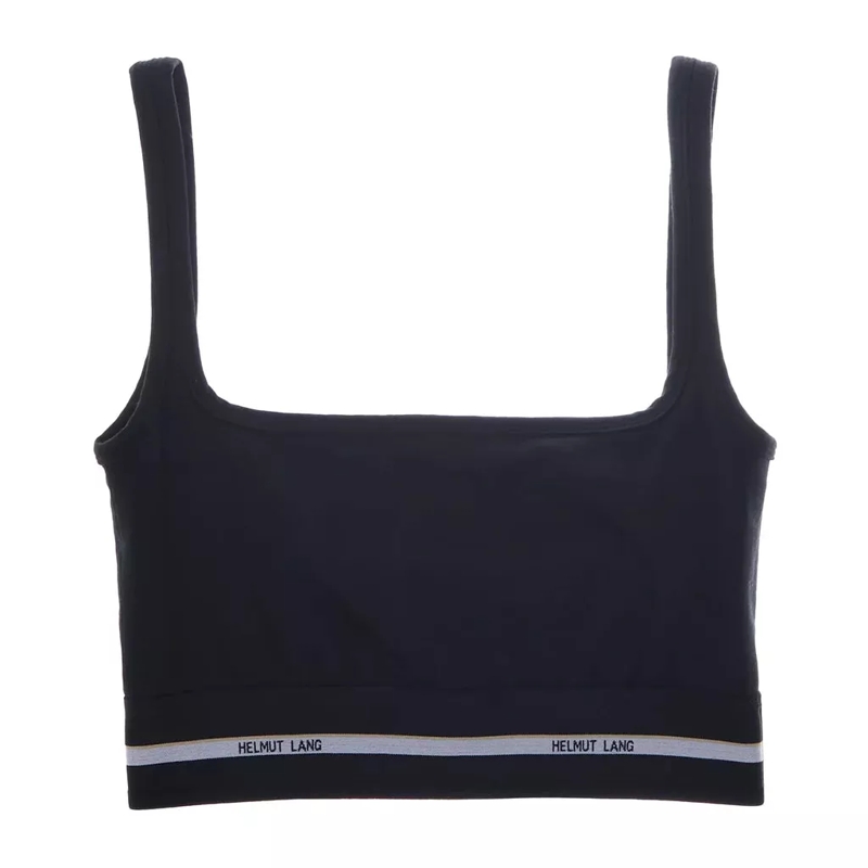 Helmut Lang Legeres Oberteil Logo Bralette Top Schwarz