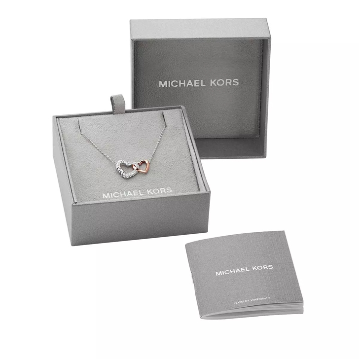 Michael Kors Pavé Interlocking Heart Necklace Silver | Kurze Halskette