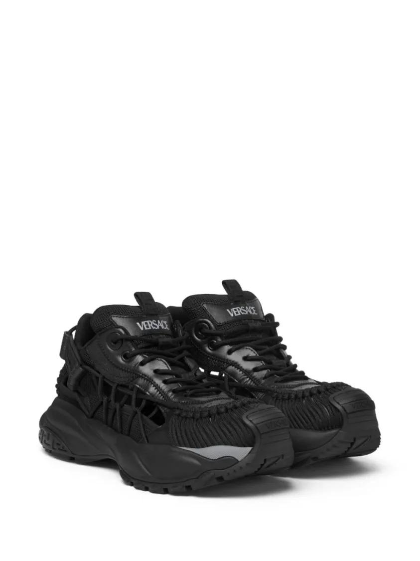 Versace Black Panelled Sneakers With Cut-Out Detailing Black