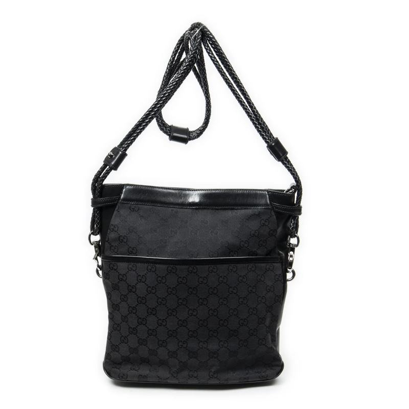 Gucci Crossbody Bag Front Pocket Braided Tote schwarz