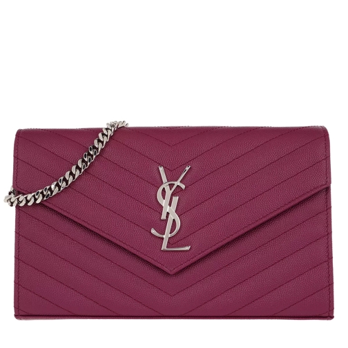 Saint Laurent YSL Chain Wallet Monogramme Envelope Dark Pink Crossbody Bag