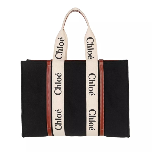 Chloé Woody Tote Bag Black Rymlig shoppingväska