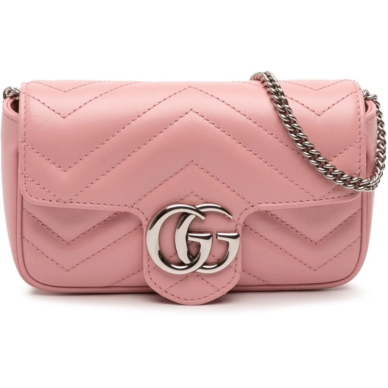 Gucci Schultertasche Mini GG Marmont Matelasse Leather Flap Crossbody rose