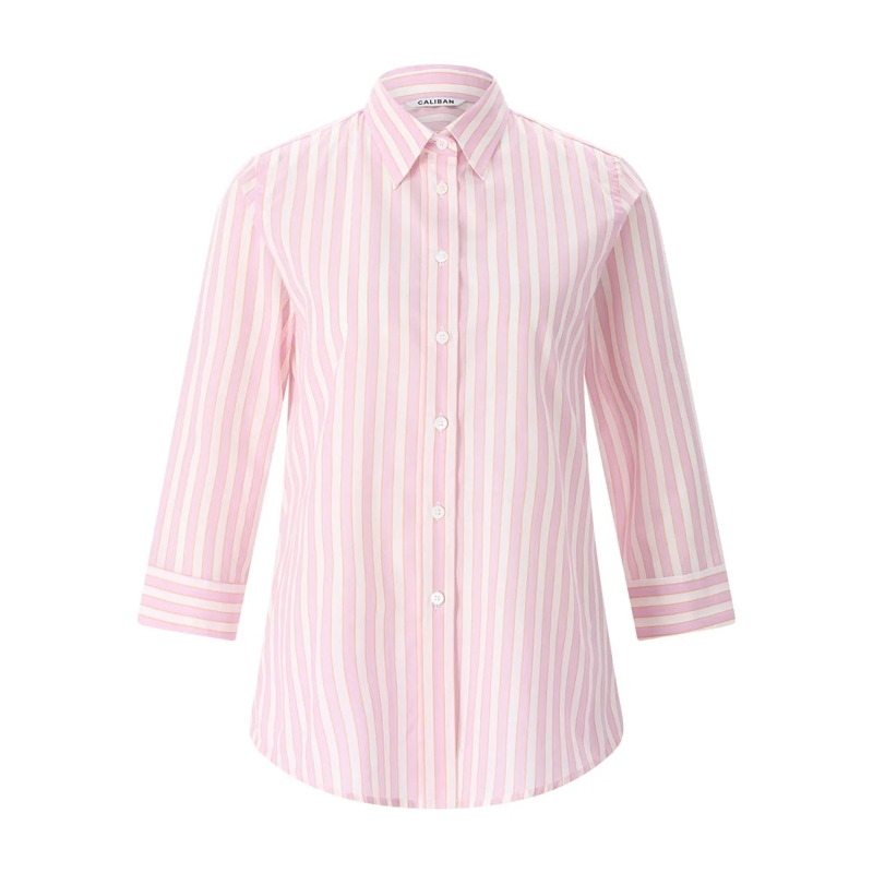 CALIBAN Blouse Gestreifte Hemdbluse pink