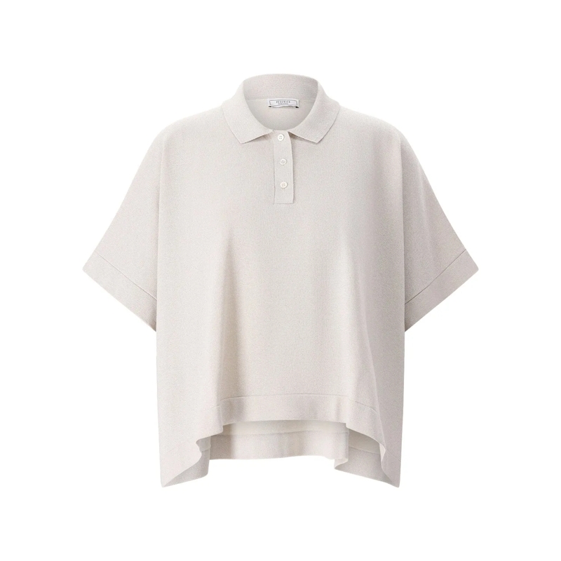 Peserico Polo Glitzerndes Poloshirt grau