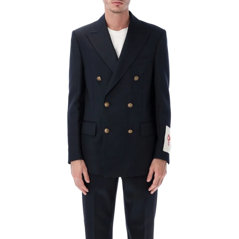 Golden Goose Blazer Dark Blue Double-Breasted Blazer Black