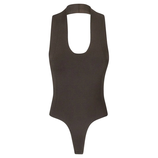 Khaite  Stretch V-Neck Bodysuit Brown