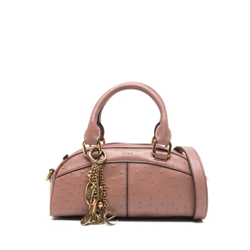 Chloé Sac à bandoulière Textured Leather Handbag Brown
