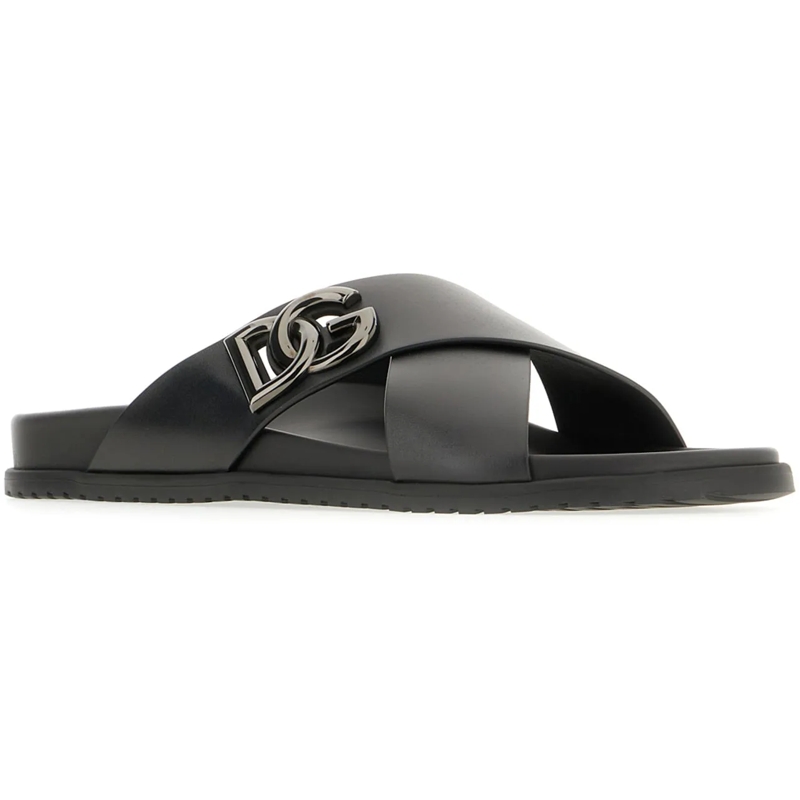 Dolce&Gabbana Hausschuhe Dolce&gabbana Black leather slippers schwarz(Image 2)