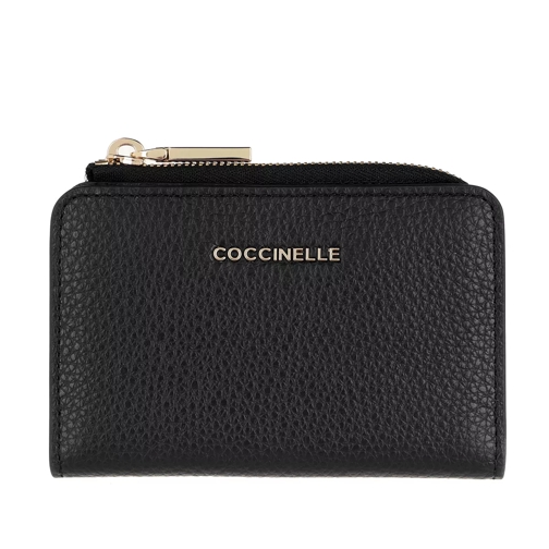 Coccinelle Credit Card Hold.Grainy Leather Noir Portemonnaie mit Zip-Around-Reißverschluss