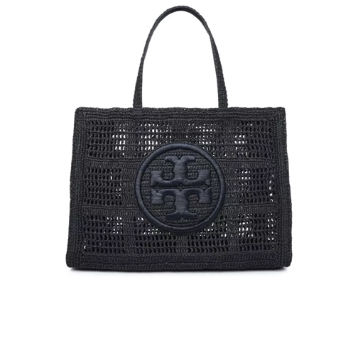 Tory Burch 'Ella' Large Shopping Bag In Black Raffia Black Draagtas