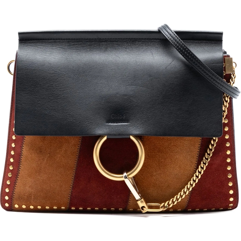 Chloé Schultertasche Medium Calfskin and Stitched Suede Faye Crossbody schwarz