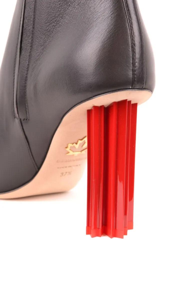Thumbnail - Dsquared2 Stiefel - Black Ankle Boots With Sculptural Red Block Heel - Gr. 37,5 (EU) - in Grau - für Damen