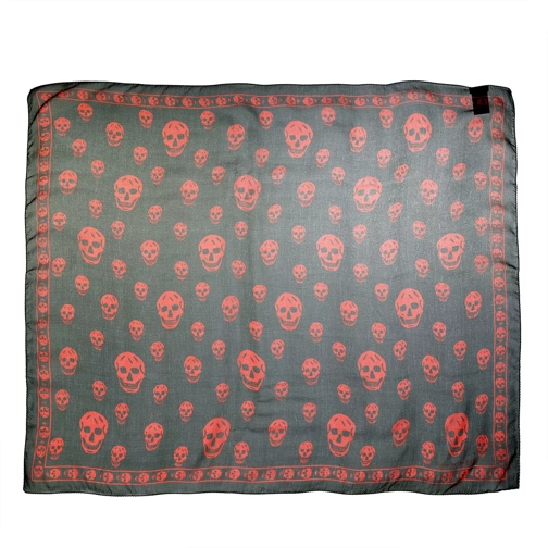Alexander McQueen Skull Scarf 104X120 Loden/Orange Tunn sjal