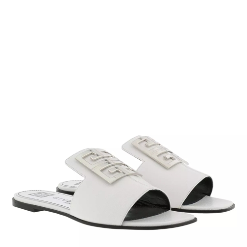 Givenchy 4G Flat Sandals Grained Leather Off White Slip-in skor