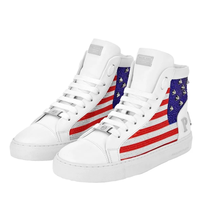 Philipp Plein High-Top-Sneaker Mid-Top Turnschuhe Mit Nieten Verziert weiss(Image 2)