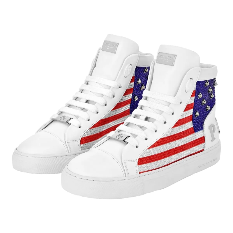 Philipp Plein Low-Top-Sneaker Mid-Top Sneakers Stud-Embellished weiss