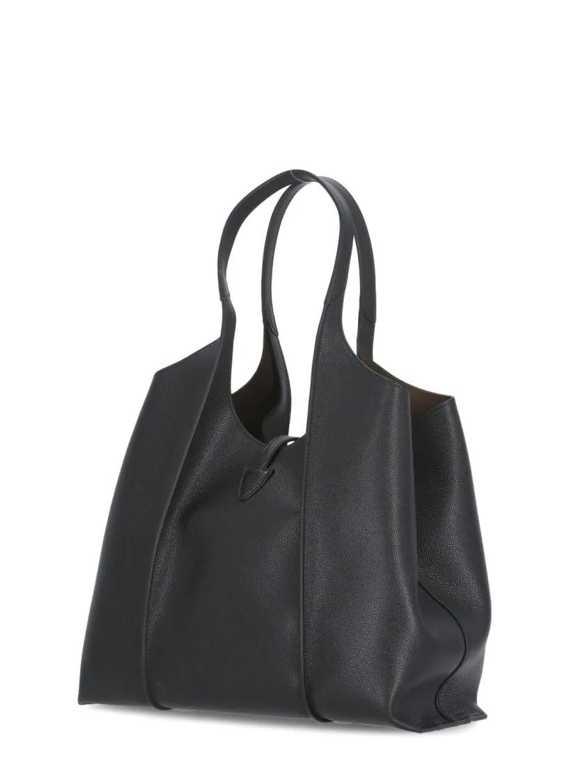 Tod s Leather Shopping Bag Black Tote