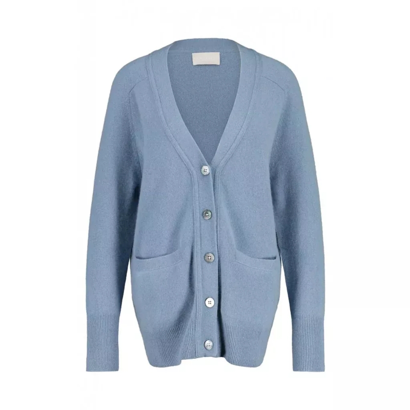 Hemisphere  Weite Strickjacke aus Kaschmir Hellblau