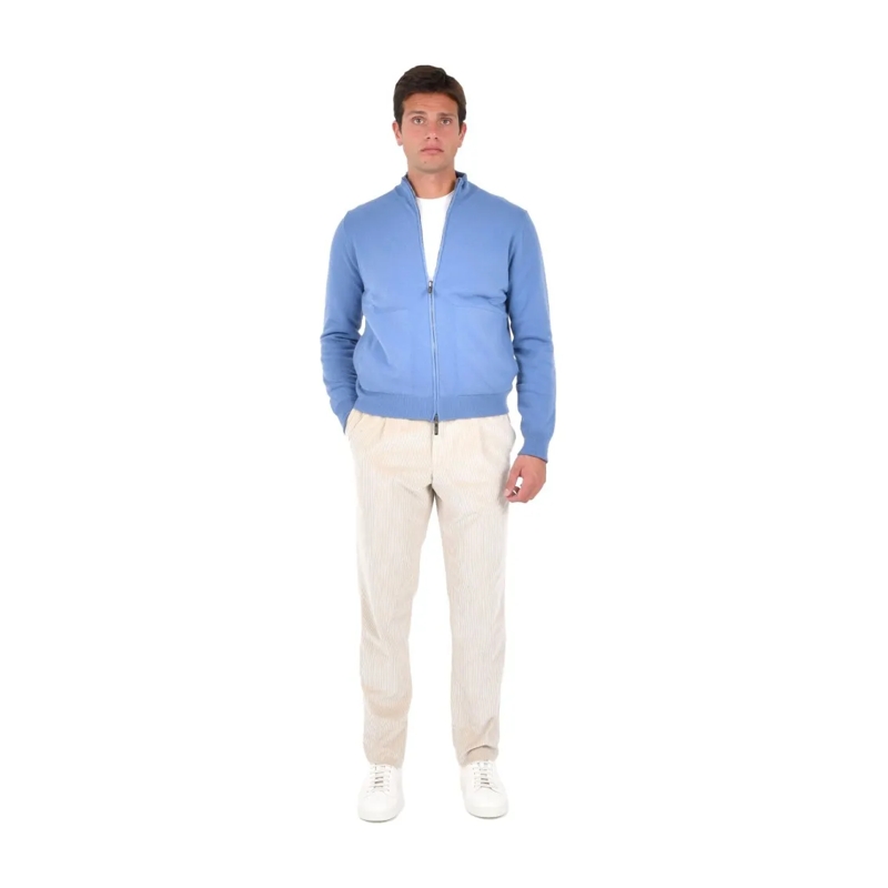 Drumohr  Reversible Cashmere Jacket With Pattern Blue