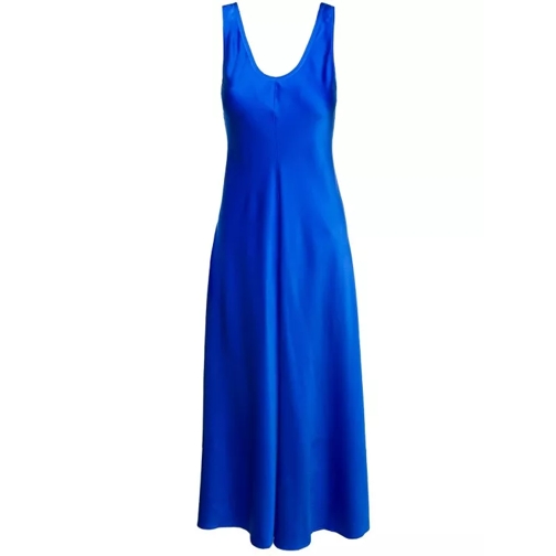 Forte Forte Long Elettric Blue Sleeveless Dress With Flared Sk Blue 