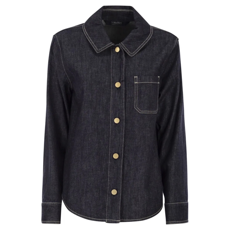 Max Mara Overhemd Smmenfasi - Cotton Denim Shirt Blue