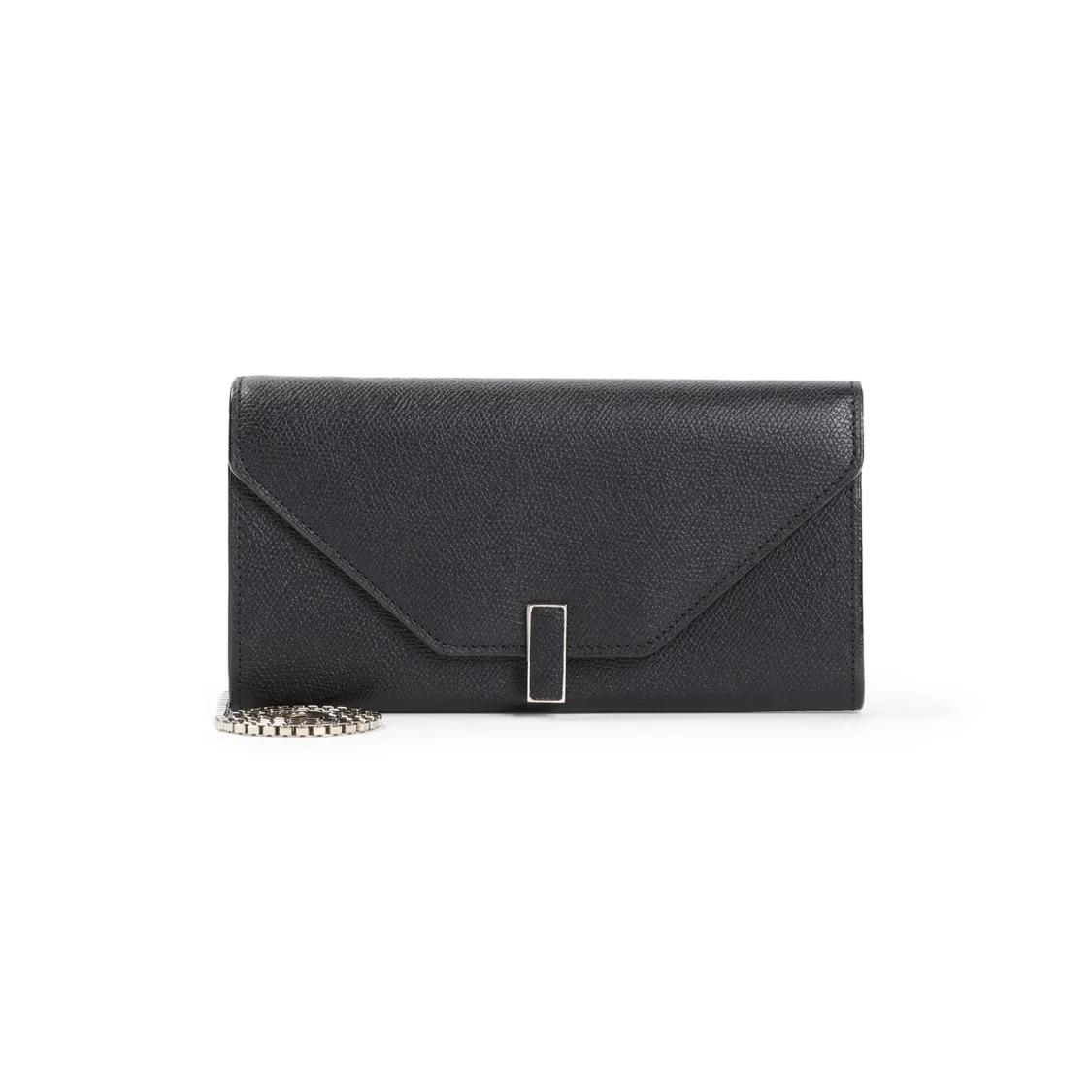 Valextra Handyhüllen - On Chain Black Calf Leather Wallet - Gr. unisize - in Schwarz - für Damen