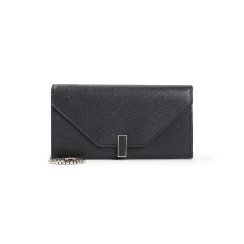 Valextra On Chain Black Calf Leather Wallet Black Telefonfodral