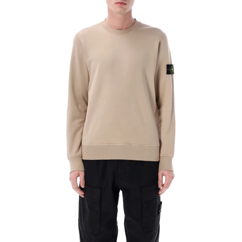 Stone Island  Organic Cotton Crewneck Sweatshirt Neutrals