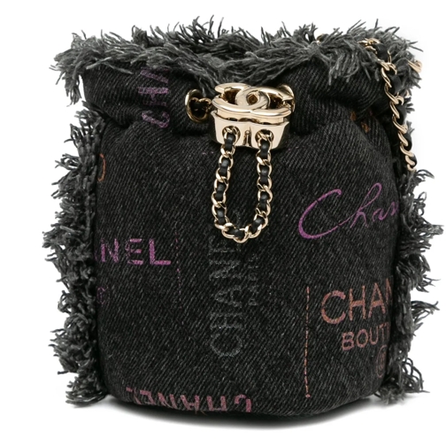Chanel Tote 2021 Mini Denim Mood Bucket with Chain grau
