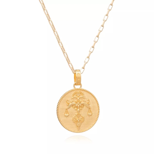 Rachel Jackson London Statement Libra Zodiac Art Coin Long Necklace  Yellow Gold Mittellange Halskette