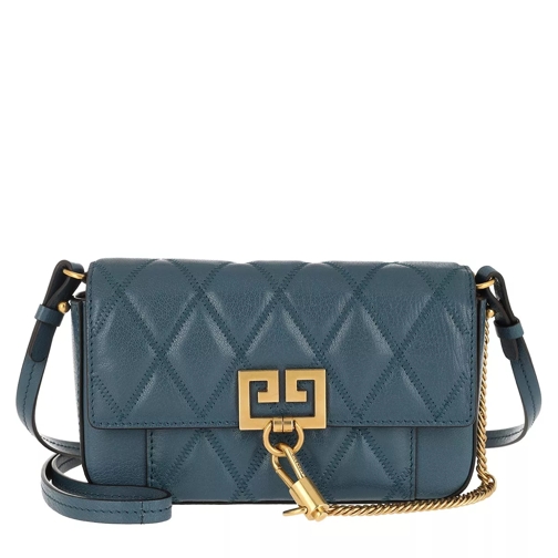 Givenchy Mini Pocket Bag Diamond Quilted Leather Oil Blue Crossbody Bag