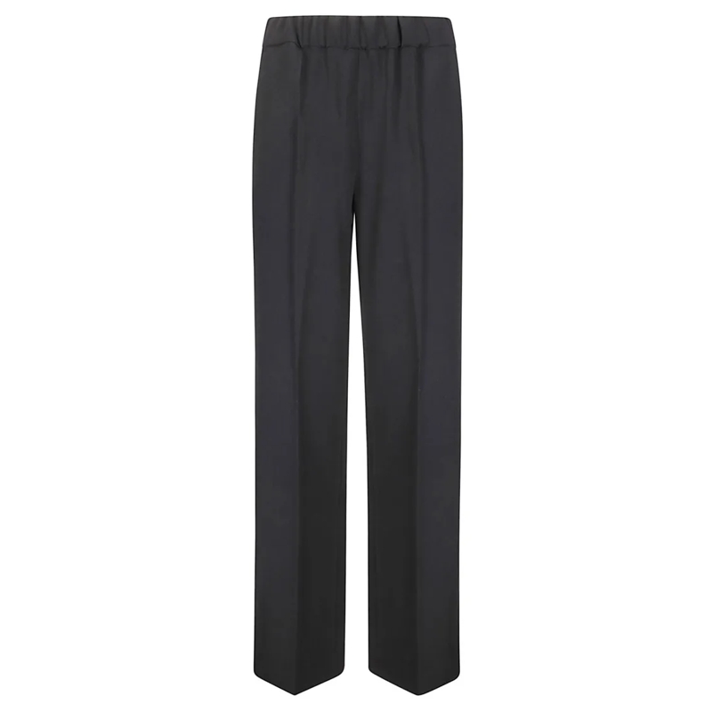 Alberto Biani  Straight Leg Trousers With Back Slit Detail Black
