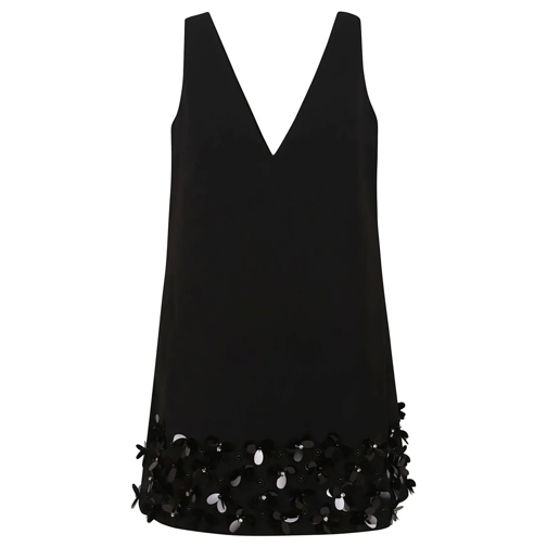 Self Portrait Mini robes Black Crepe 3D Sequin Mini Dress Black