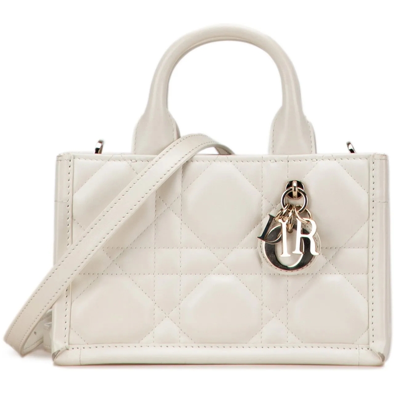 Christian Dior Schultertasche Mini Calfskin Macrocannage Book Tote weiß