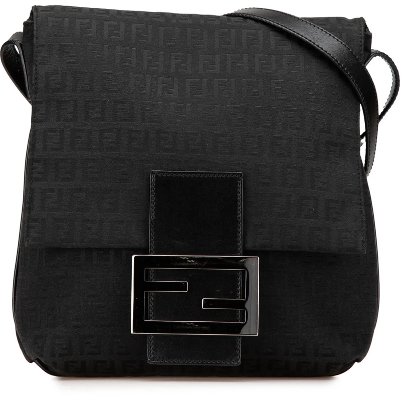 Fendi Schultertasche Zucchino Canvas Crossbody schwarz