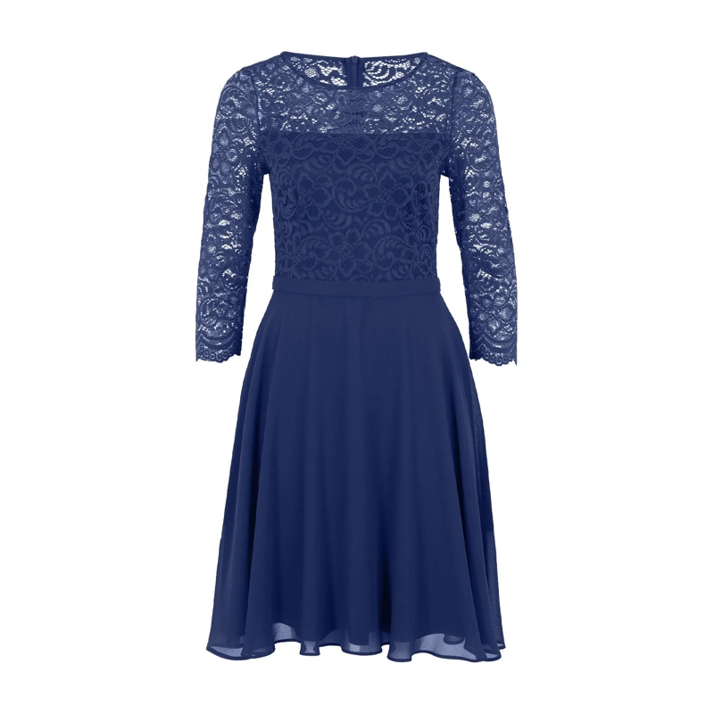 Vera Mont  Kleid mit Spitze Dunkelblau