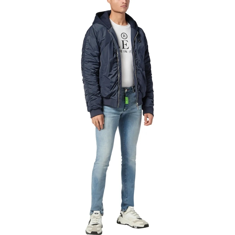 Philipp Plein Lederjacke Jacke dunkel-blau(Image 5)