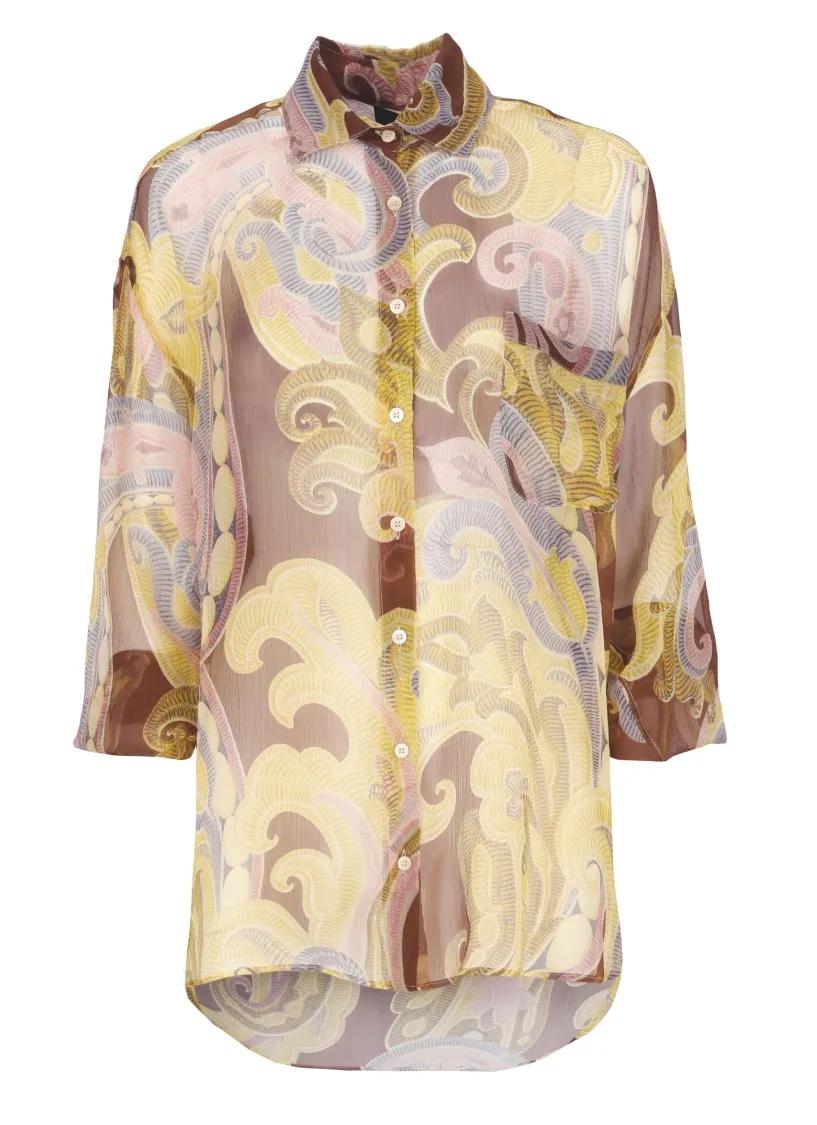 Etro - Beige Silk Shirt - Größe 40 - bunt