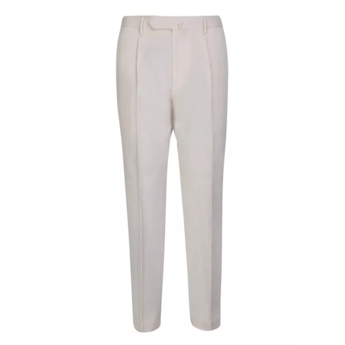 Dell'oglio White Linen And Cotton Blend Trousers White 