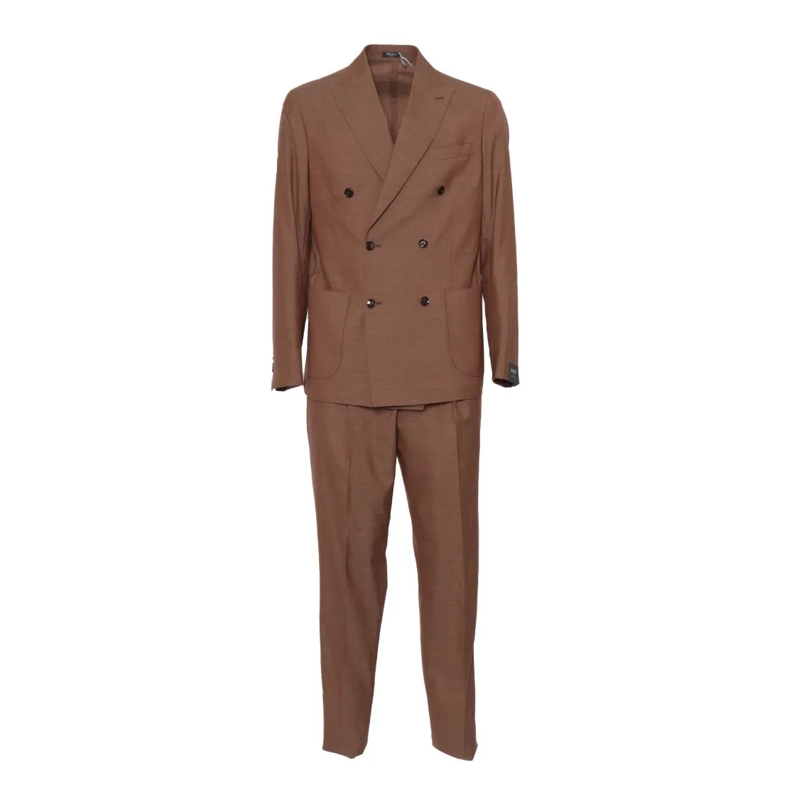 Breras Combinaison de costume Tailored Double-Breasted Suit With Notch Lapel Brown