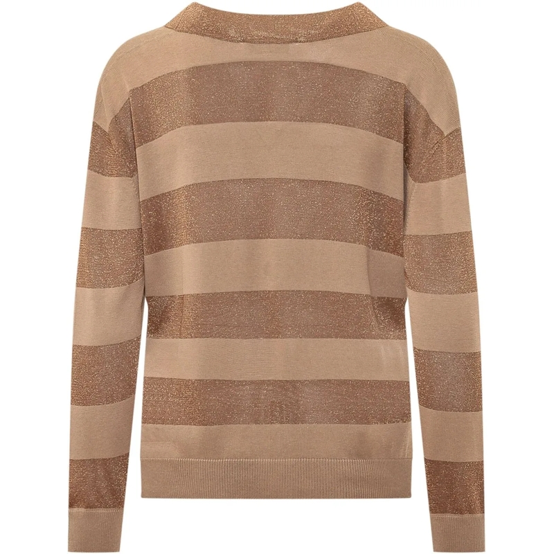 Gran Sasso  Cardigan Rigato con Scollo a V beige(Image 2)