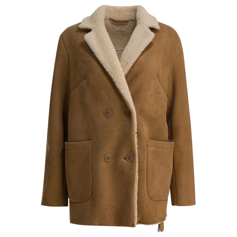 Salvatore Santoro Jas in omgekeerd lam Balzer Shearling Suede Leather Jacket Brown