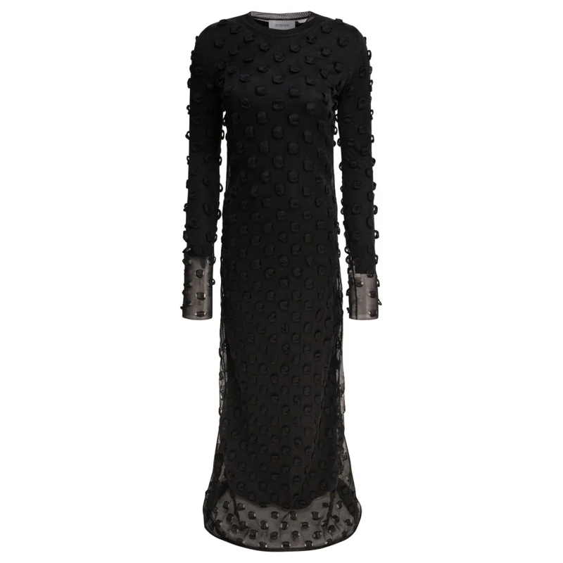 Max Mara  Fitted Black Dress With Sheer Overlay Black